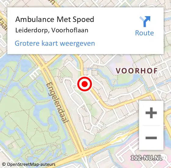 Locatie op kaart van de 112 melding: Ambulance Met Spoed Naar Leiderdorp, Voorhoflaan op 4 april 2023 15:25