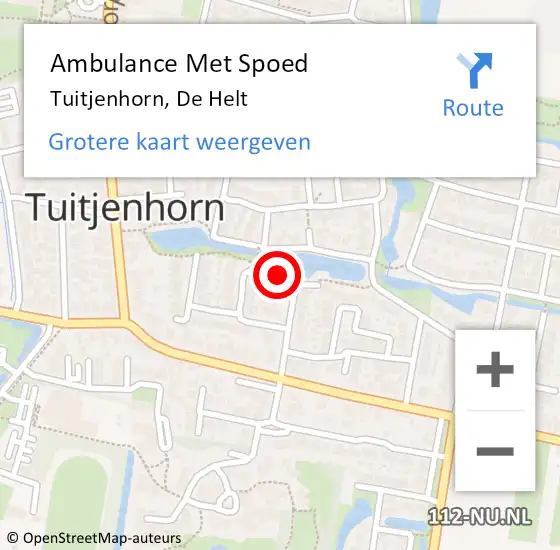 Locatie op kaart van de 112 melding: Ambulance Met Spoed Naar Tuitjenhorn, De Helt op 4 april 2023 15:28