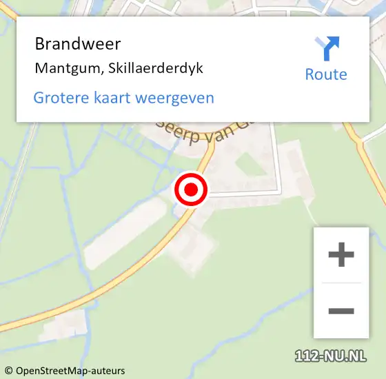 Locatie op kaart van de 112 melding: Brandweer Mantgum, Skillaerderdyk op 4 april 2023 15:41