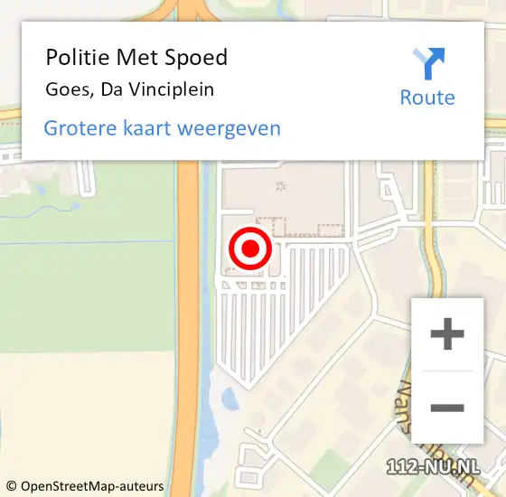 Locatie op kaart van de 112 melding: Politie Met Spoed Naar Goes, Da Vinciplein op 4 april 2023 15:50