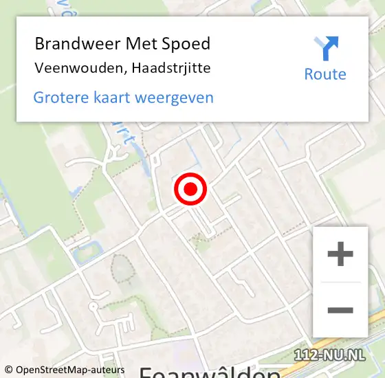 Locatie op kaart van de 112 melding: Brandweer Met Spoed Naar Veenwouden, Haadstrjitte op 4 april 2023 16:04