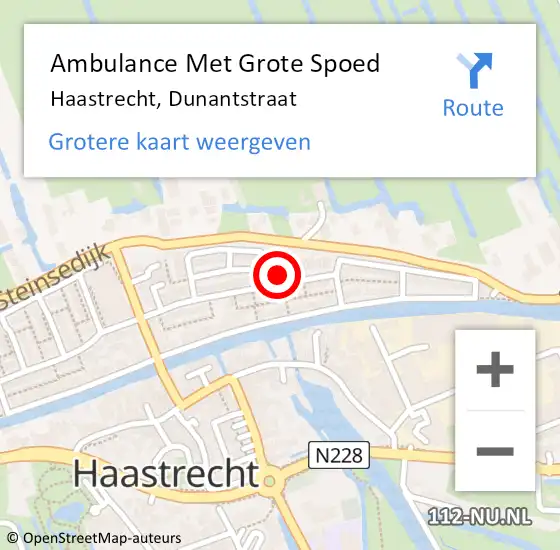 Locatie op kaart van de 112 melding: Ambulance Met Grote Spoed Naar Haastrecht, Dunantstraat op 4 april 2023 16:19