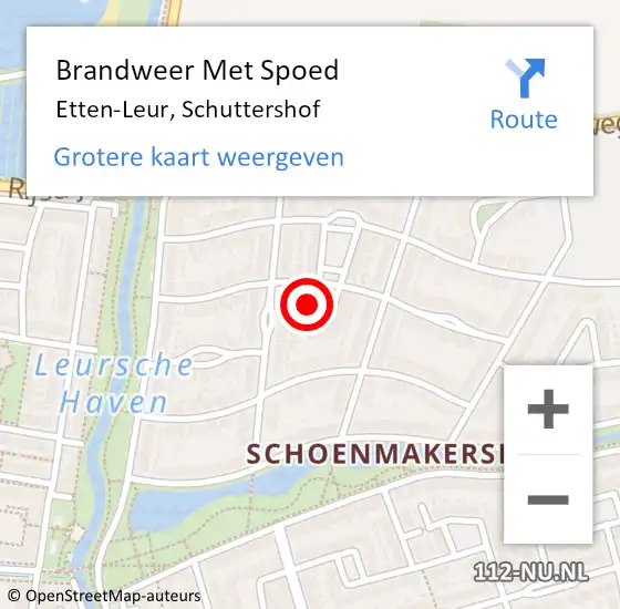 Locatie op kaart van de 112 melding: Brandweer Met Spoed Naar Etten-Leur, Schuttershof op 4 april 2023 16:21