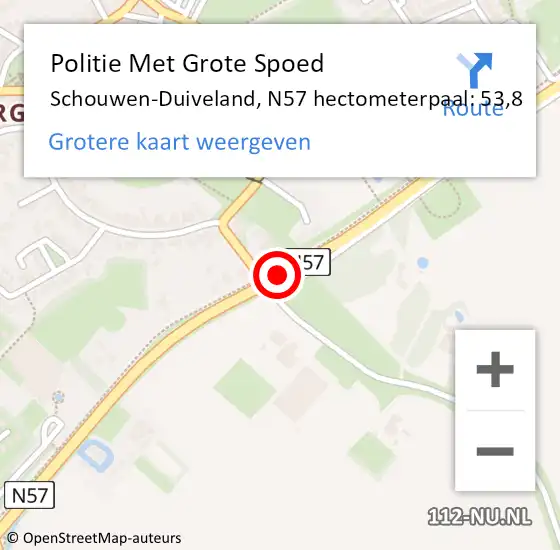 Locatie op kaart van de 112 melding: Politie Met Grote Spoed Naar Schouwen-Duiveland, N57 hectometerpaal: 53,8 op 4 april 2023 16:27