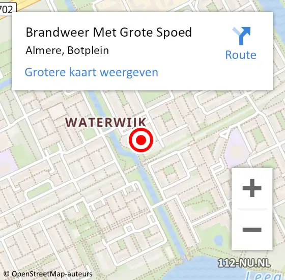 Locatie op kaart van de 112 melding: Brandweer Met Grote Spoed Naar Almere, Botplein op 4 april 2023 16:32