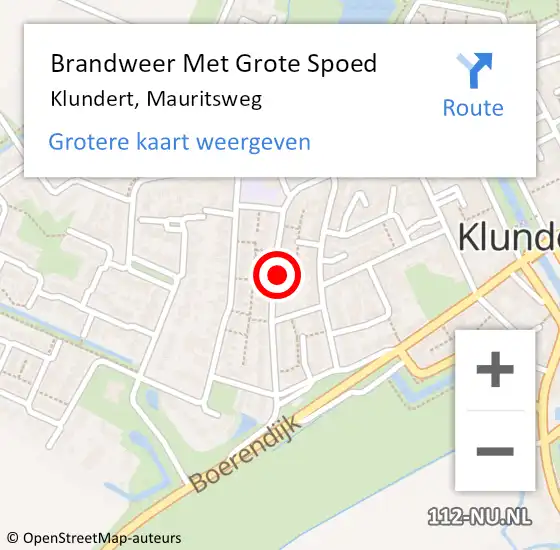 Locatie op kaart van de 112 melding: Brandweer Met Grote Spoed Naar Klundert, Mauritsweg op 4 april 2023 16:33