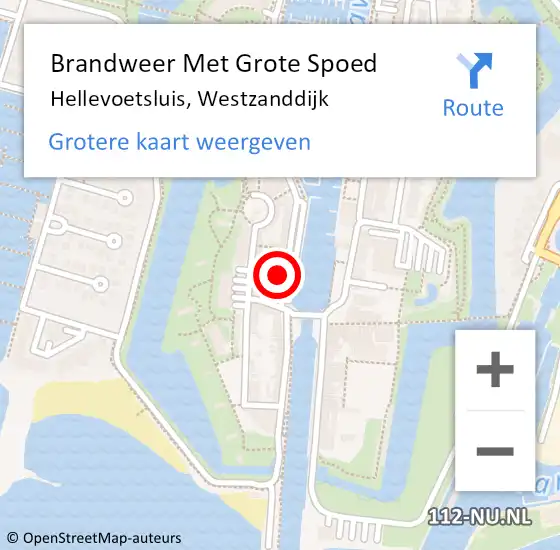 Locatie op kaart van de 112 melding: Brandweer Met Grote Spoed Naar Hellevoetsluis, Westzanddijk op 4 april 2023 16:56