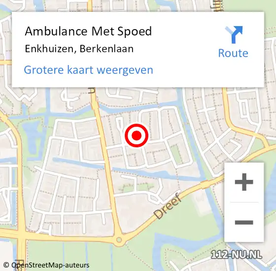 Locatie op kaart van de 112 melding: Ambulance Met Spoed Naar Enkhuizen, Berkenlaan op 4 april 2023 17:21