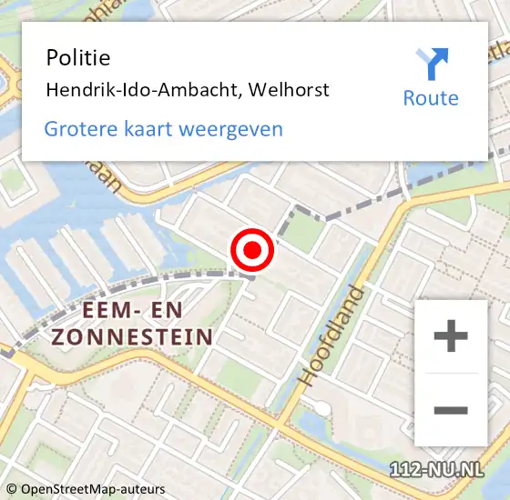 Locatie op kaart van de 112 melding: Politie Hendrik-Ido-Ambacht, Welhorst op 4 april 2023 17:50