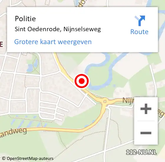 Locatie op kaart van de 112 melding: Politie Sint Oedenrode, Nijnselseweg op 4 april 2023 18:01