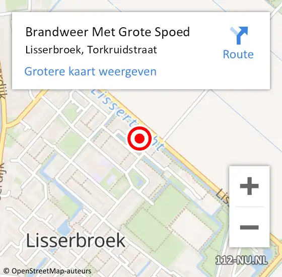 Locatie op kaart van de 112 melding: Brandweer Met Grote Spoed Naar Lisserbroek, Torkruidstraat op 4 april 2023 18:27