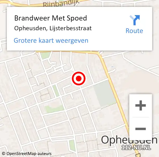 Locatie op kaart van de 112 melding: Brandweer Met Spoed Naar Opheusden, Lijsterbesstraat op 4 april 2023 18:47