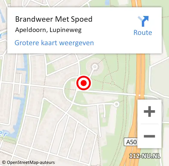 Locatie op kaart van de 112 melding: Brandweer Met Spoed Naar Apeldoorn, Lupineweg op 4 april 2023 18:47