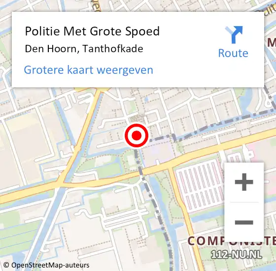 Locatie op kaart van de 112 melding: Politie Met Grote Spoed Naar Den Hoorn, Tanthofkade op 4 april 2023 19:00