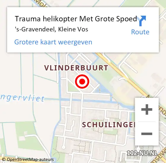 Locatie op kaart van de 112 melding: Trauma helikopter Met Grote Spoed Naar 's-Gravendeel, Kleine Vos op 4 april 2023 19:16