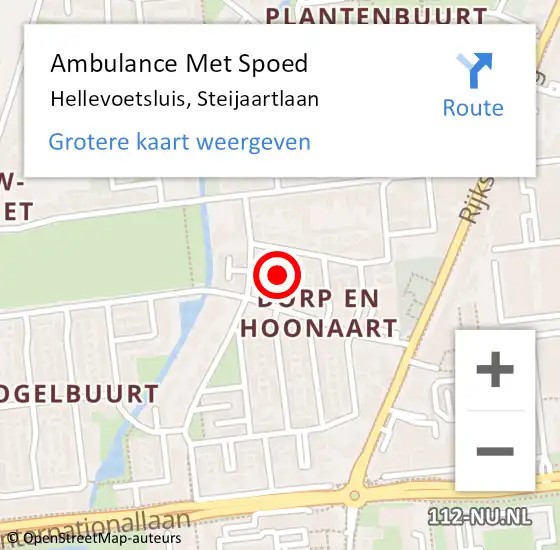 Locatie op kaart van de 112 melding: Ambulance Met Spoed Naar Hellevoetsluis, Steijaartlaan op 4 april 2023 19:48