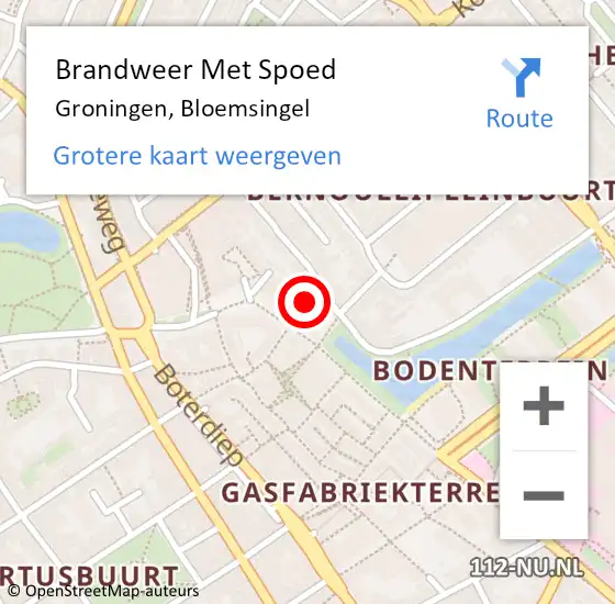 Locatie op kaart van de 112 melding: Brandweer Met Spoed Naar Groningen, Bloemsingel op 4 april 2023 20:06