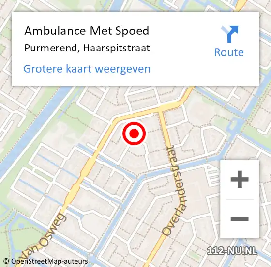 Locatie op kaart van de 112 melding: Ambulance Met Spoed Naar Purmerend, Haarspitstraat op 4 april 2023 20:08
