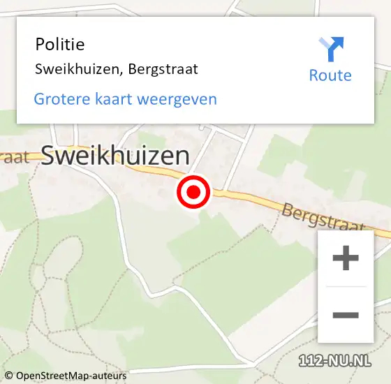 Locatie op kaart van de 112 melding: Politie Sweikhuizen, Bergstraat op 4 april 2023 20:11