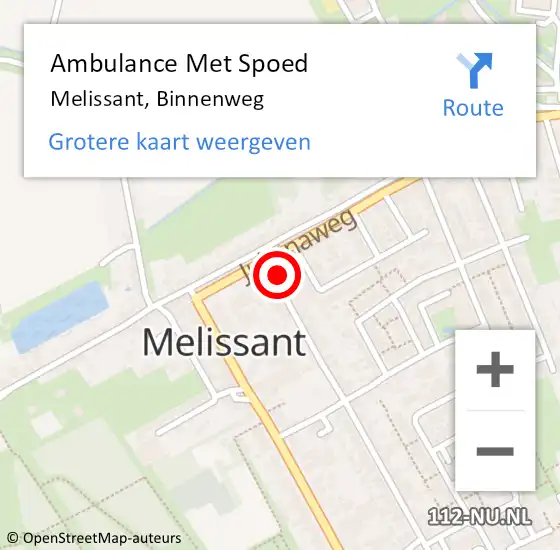 Locatie op kaart van de 112 melding: Ambulance Met Spoed Naar Melissant, Binnenweg op 4 april 2023 20:53