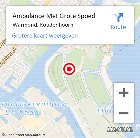 Locatie op kaart van de 112 melding: Ambulance Met Grote Spoed Naar Warmond, Koudenhoorn op 4 april 2023 21:02