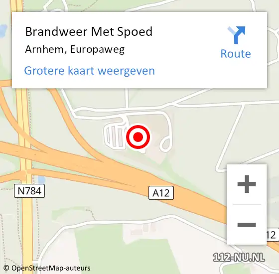 Locatie op kaart van de 112 melding: Brandweer Met Spoed Naar Arnhem, Europaweg op 4 april 2023 21:14