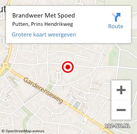 Locatie op kaart van de 112 melding: Brandweer Met Spoed Naar Putten, Prins Hendrikweg op 4 april 2023 21:15