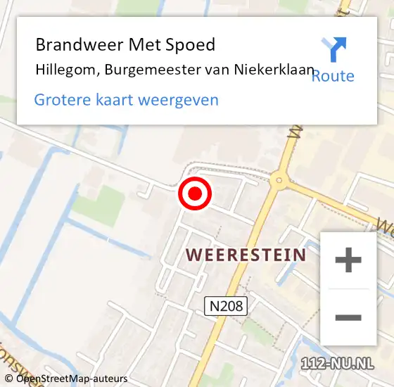 Locatie op kaart van de 112 melding: Brandweer Met Spoed Naar Hillegom, Burgemeester van Niekerklaan op 4 april 2023 21:19