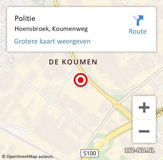 Locatie op kaart van de 112 melding: Politie Hoensbroek, Koumenweg op 4 april 2023 21:31