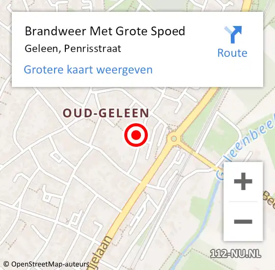 Locatie op kaart van de 112 melding: Brandweer Met Grote Spoed Naar Geleen, Penrisstraat op 4 april 2023 21:31