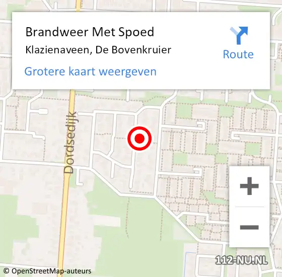 Locatie op kaart van de 112 melding: Brandweer Met Spoed Naar Klazienaveen, De Bovenkruier op 4 april 2023 21:36