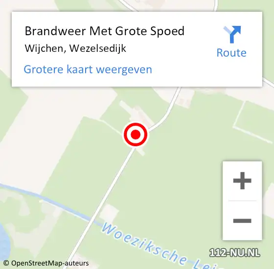 Locatie op kaart van de 112 melding: Brandweer Met Grote Spoed Naar Wijchen, Wezelsedijk op 4 april 2023 22:45