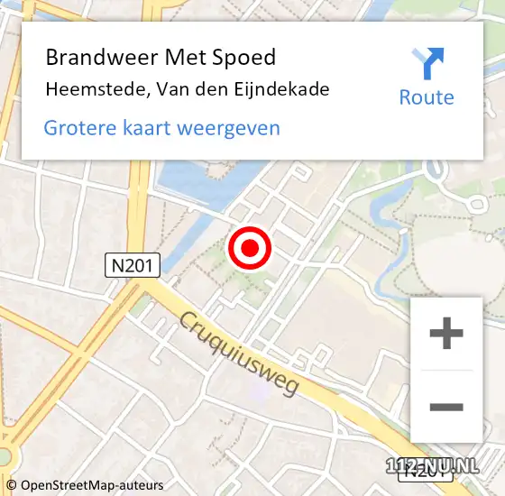 Locatie op kaart van de 112 melding: Brandweer Met Spoed Naar Heemstede, Van den Eijndekade op 4 april 2023 23:26