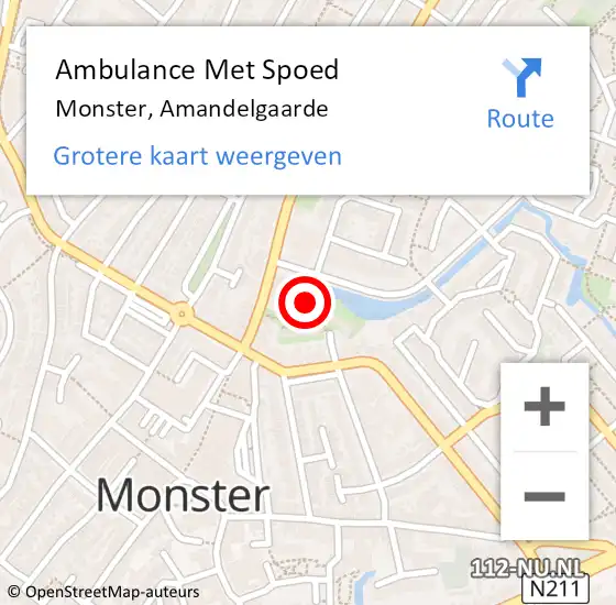 Locatie op kaart van de 112 melding: Ambulance Met Spoed Naar Monster, Amandelgaarde op 4 april 2023 23:31