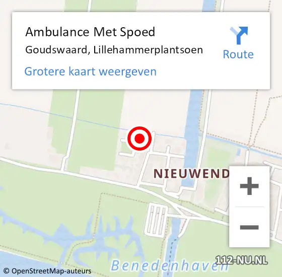 Locatie op kaart van de 112 melding: Ambulance Met Spoed Naar Goudswaard, Lillehammerplantsoen op 4 april 2023 23:32