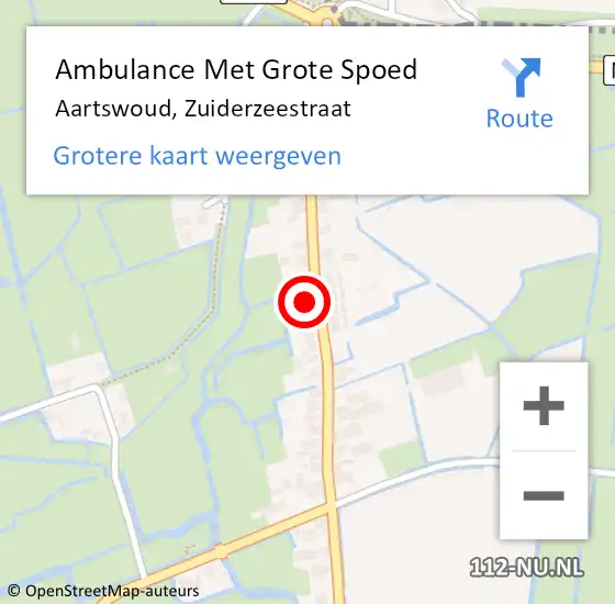 Locatie op kaart van de 112 melding: Ambulance Met Grote Spoed Naar Aartswoud, Zuiderzeestraat op 21 augustus 2014 10:18