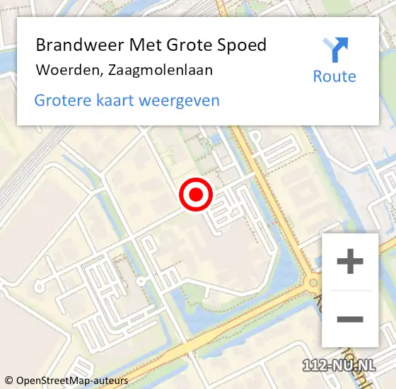 Locatie op kaart van de 112 melding: Brandweer Met Grote Spoed Naar Woerden, Zaagmolenlaan op 5 april 2023 00:03