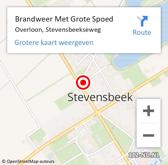 Locatie op kaart van de 112 melding: Brandweer Met Grote Spoed Naar Overloon, Stevensbeekseweg op 5 april 2023 00:10