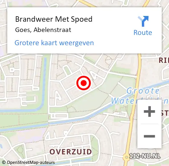 Locatie op kaart van de 112 melding: Brandweer Met Spoed Naar Goes, Abelenstraat op 5 april 2023 00:41