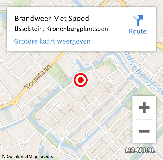 Locatie op kaart van de 112 melding: Brandweer Met Spoed Naar IJsselstein, Kronenburgplantsoen op 5 april 2023 01:27