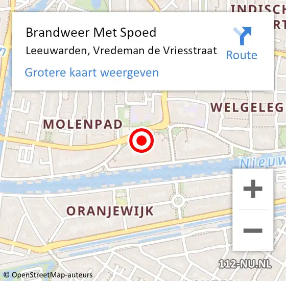 Locatie op kaart van de 112 melding: Brandweer Met Spoed Naar Leeuwarden, Vredeman de Vriesstraat op 5 april 2023 01:32