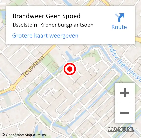 Locatie op kaart van de 112 melding: Brandweer Geen Spoed Naar IJsselstein, Kronenburgplantsoen op 5 april 2023 01:33