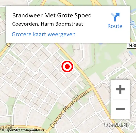 Locatie op kaart van de 112 melding: Brandweer Met Grote Spoed Naar Coevorden, Harm Boomstraat op 5 april 2023 02:50