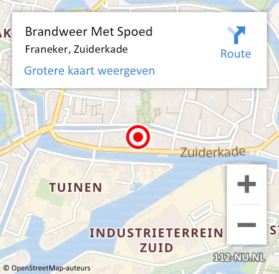 Locatie op kaart van de 112 melding: Brandweer Met Spoed Naar Franeker, Zuiderkade op 5 april 2023 03:47