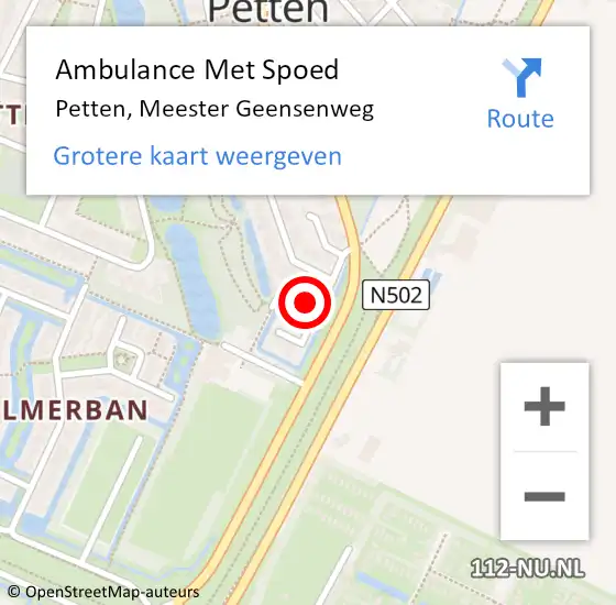 Locatie op kaart van de 112 melding: Ambulance Met Spoed Naar Petten, Meester Geensenweg op 5 april 2023 06:33