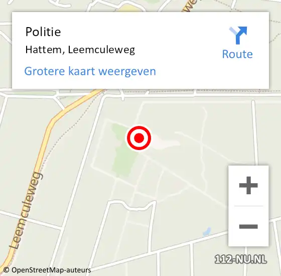 Locatie op kaart van de 112 melding: Politie Hattem, Leemculeweg op 5 april 2023 06:52