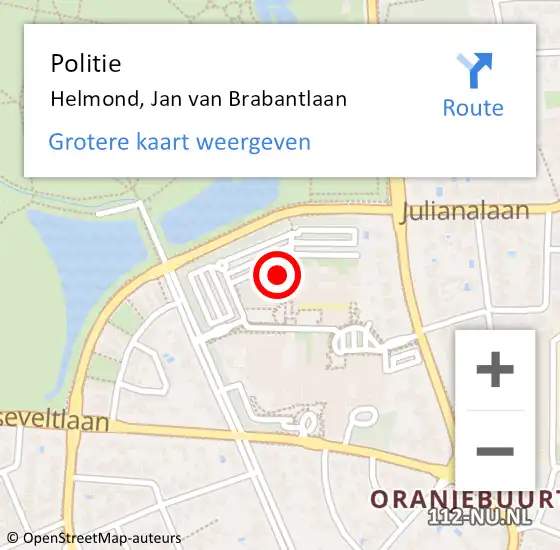 Locatie op kaart van de 112 melding: Politie Helmond, Jan van Brabantlaan op 5 april 2023 07:46