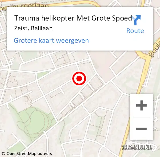 Locatie op kaart van de 112 melding: Trauma helikopter Met Grote Spoed Naar Zeist, Balilaan op 5 april 2023 08:00