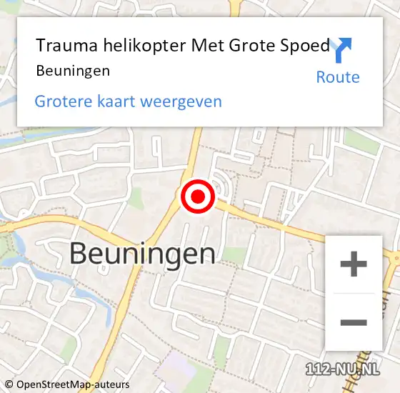 Locatie op kaart van de 112 melding: Trauma helikopter Met Grote Spoed Naar Beuningen op 5 april 2023 08:12