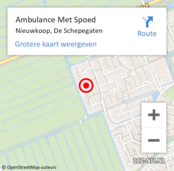 Locatie op kaart van de 112 melding: Ambulance Met Spoed Naar Nieuwkoop, De Schepegaten op 5 april 2023 08:25